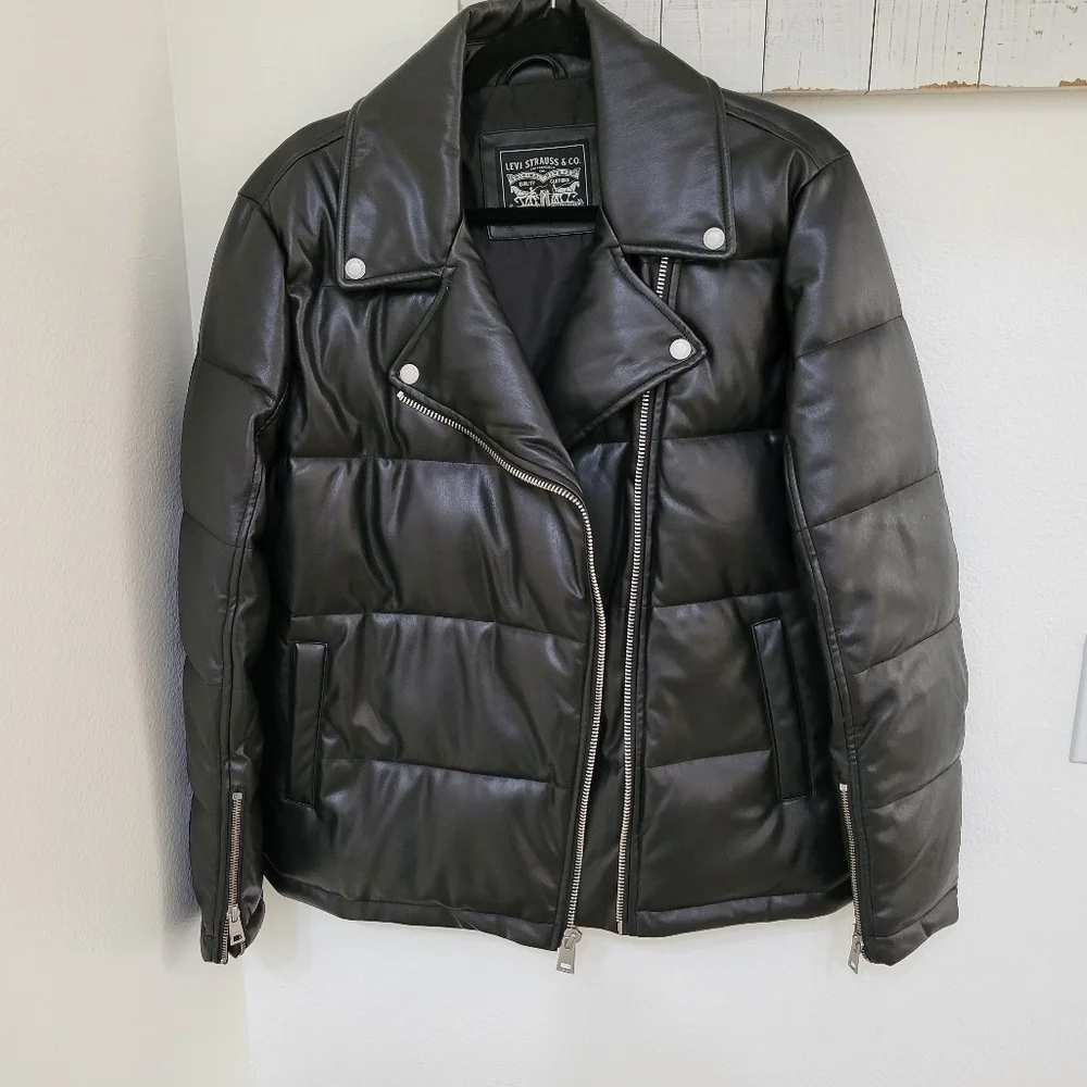 Levi's Strauss Faux Leather Moto Puffer Jacket